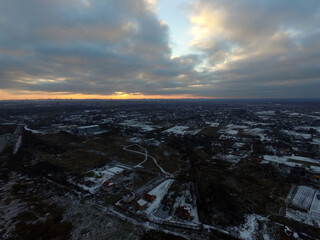 Aerial view of the saburb landscape (drone image). Near Kiev