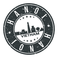 Hanoi Vietnam Asia Stamp Logo Icon Symbol Design Skyline City