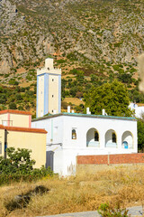 It's Panorama of Chefchaouen, Morocco. Town famous by the blue painted walls of the houses