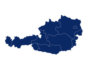Karte von Österreich mit Regionen und Grenzen