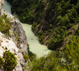View Down Into Gorges du Verdon/Verdon Gorges showing the River Verdon

