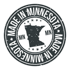 Made in Minnesota State USA Quality Original Stamp Design Vector Art Tourism Souvenir Round