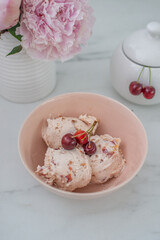 home made chocolate cherry ice cream