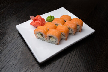 sushi roll on a white plate