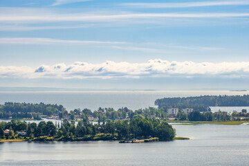Obraz premium Aerial view of the city Karlsborg on island at the lake Vättern in Sweden