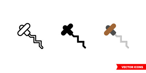 Corkscrew icon of 3 types. Isolated vector sign symbol.