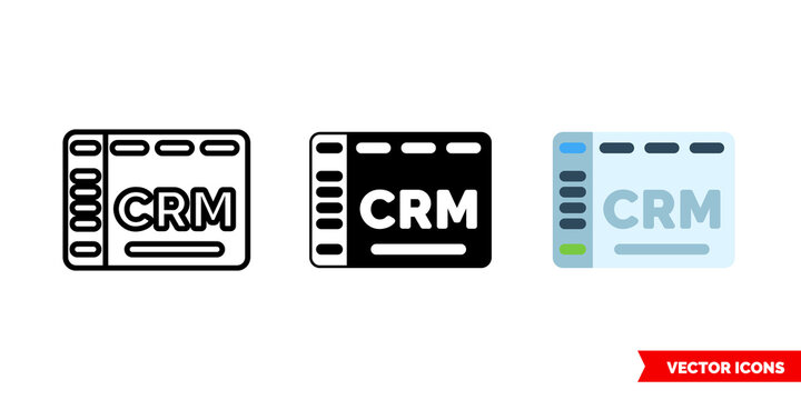 CRM icon of 3 types. Isolated vector sign symbol.