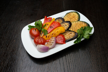 grilled vegetables on white plate