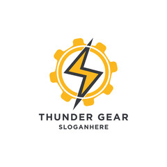 gear thunder electric logo design vector