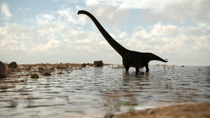 3d rendering of the walking and grazing mamenchisaurus dinosaur © Kostyantyn Ivanyshen