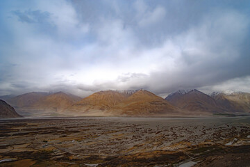 View of mountain range from Diskit Monastery or Diskit Gompa