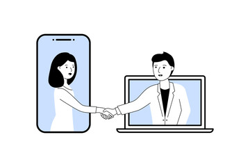 online handshake man and woman