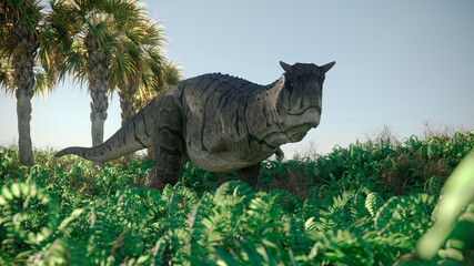 3d rendering of the carnotaurus predator dinosaur
