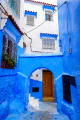 It's Blue walls of the houses of Chefchaouen, Morocco.