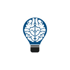 Bulb and brain logo design. Creative light bulb idea brain vector icon.