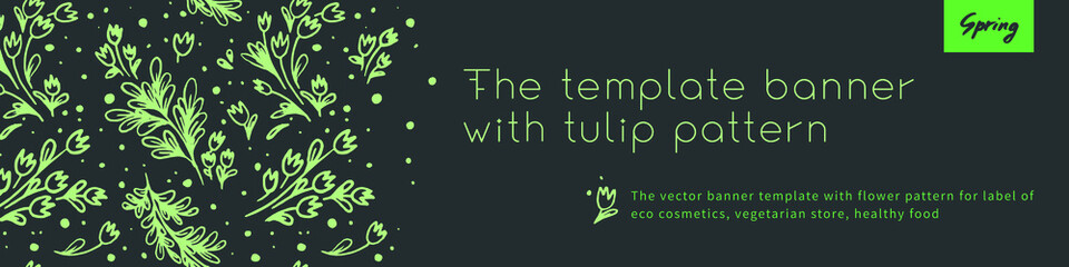 Organic food background for eco store. Eco-friendly icons set. Natural logo elements. Bio labels. Organic banner template for healthy design. Vector leaves pattern seamless. Agriculture banner.