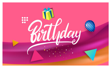 Fototapeta na wymiar Happy Birthday typography vector design for greeting cards and poster with balloon, confetti and gift box, design template for birthday celebration.