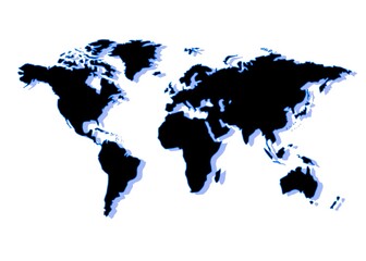 Global illustration world map white black background