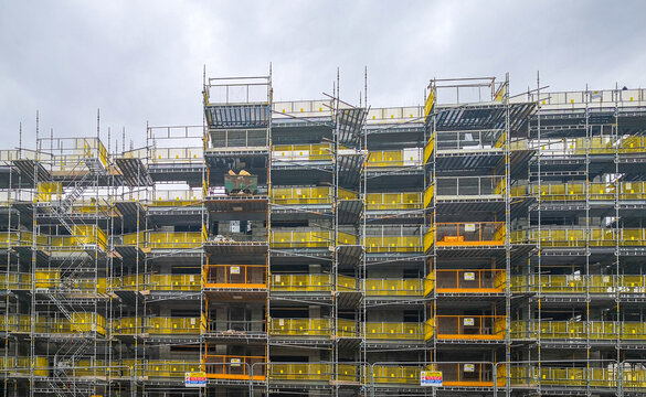 Aberdeen, Scotland / UK - June 20, 2020: Construction site for Barratt Homes apartments.
