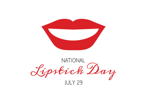 National Lipstick Day vector. Smiling mouth with red lipstick vector. Sexy lips simple icon. Red lipstick icon isolated on a white background. Lipstick Day Poster, July 29