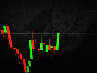 Green and red Japanese candles on the stock exchange for traders.