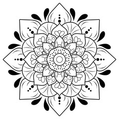 Circular Flower Mandala with vintage floral style, Vector mandala Oriental pattern, Hand drawn decorative element. Unique design with petal flower. Concept relax and meditation use for page logo book