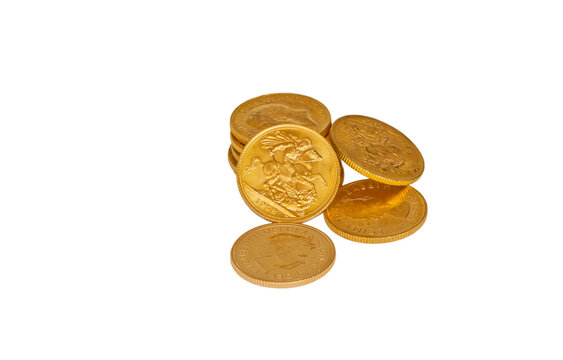 Pile of gold coins isolated