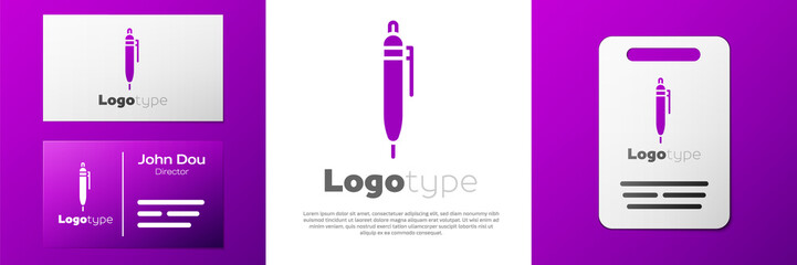 Logotype Pen icon isolated on white background. Logo design template element. Vector Illustration.
