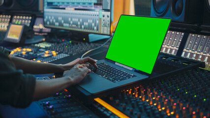 Female Artist, Musician, Producer, Audio Engineer Working in Music Record Studio on a New Album,...