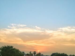 Beautiful dramatic view of nature in Evening Stock photos. This photo is taken in india.
