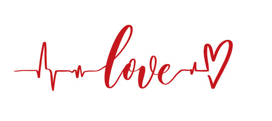 Love - calligraphic inscription with smooth lines.