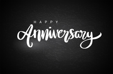Happy Anniversary lettering text banner, black color. Vector illustration.