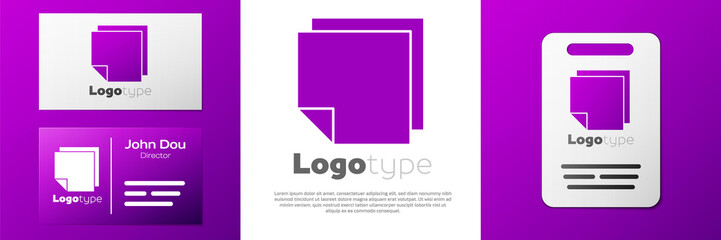 Logotype Post note stickers icon isolated on white background. Sticky tapes with space for text or message. Logo design template element. Vector Illustration.