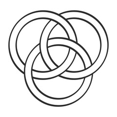 vector monochrome icon with Borromean rings