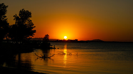 Sunset over Tom Steed Reservoir from the Great Plains State Park Campground