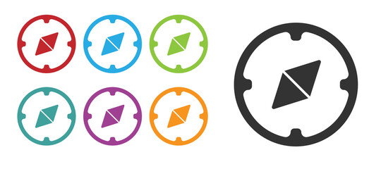 Black Compass icon isolated on white background. Windrose navigation symbol. Wind rose sign. Set icons colorful. Vector Illustration.