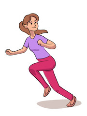 Happy woman jogging outdoor isolated