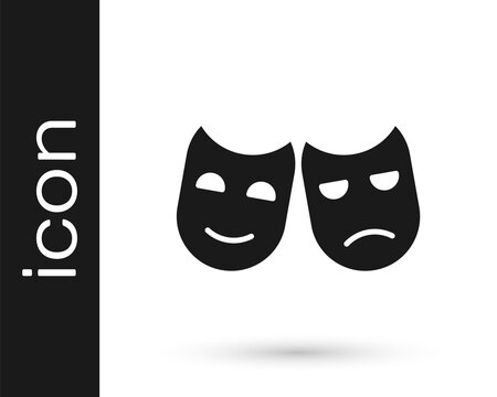 Grey Comedy and tragedy theatrical masks icon isolated on white background. Vector Illustration.
