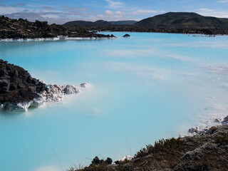 Obraz na płótnie Canvas Silica rich water in Blue lagoon, natural geothermal spa, Iceland