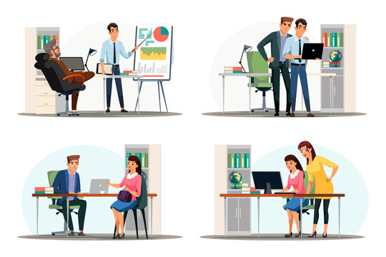 Vector character illustration people work in office
