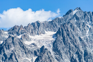 Naklejka premium Mountain landscape on the french Alps, Massif des Ecrins. Scenic rocky mountains at high altitude with glacier