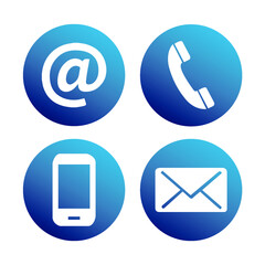 collection of contact information icons for mobile and computer website.