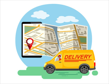 Online delivery service concept, order tracking, Suitable for web landing page, ui, mobile app, banner template. Vector Illustration