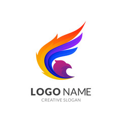 Obraz premium Eagle logo, 3d colorful logo style