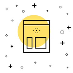 Black line Bag of coffee beans icon isolated on white background. Random dynamic shapes. Vector Illustration.