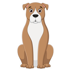 Illustration of sitting boxer dog cartoon on white background