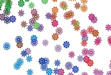 Light Multicolor, Rainbow vector texture with colored snowflakes.