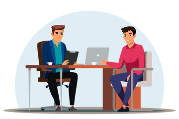 Boss employer interviewing job seeker candidate