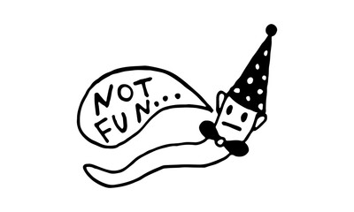 Funny worm with speech bubble. Hand drawn vector character illustration. Outline doodle drawing