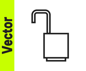 Black line Open padlock icon isolated on white background. Opened lock sign. Cyber security concept. Digital data protection. Vector Illustration.